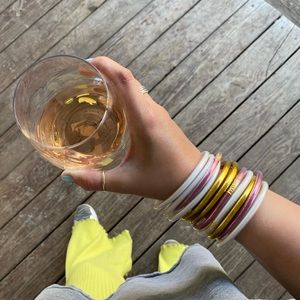 BuDha Girl All Weather Pink and White Bangle inspired stack